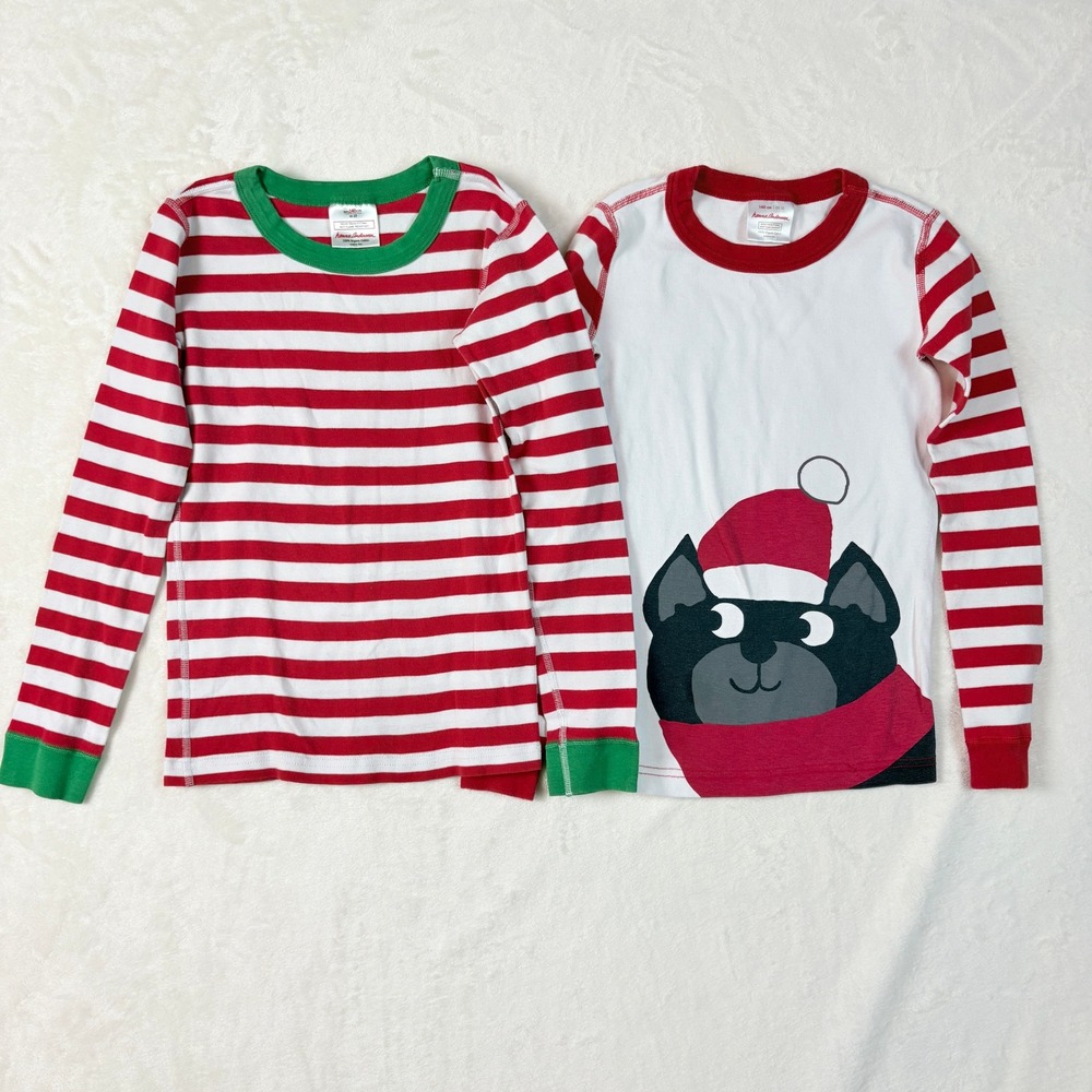 Hanna Andersson Kids 10‎ | 140 Pajama Tops Set Organic Cotton Christmas Cat